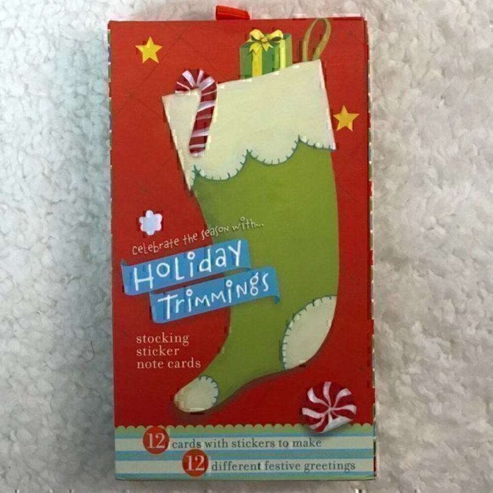 Potter Style "Christmas Stocking" Holiday Trimmings Blank Boxed Notecards
